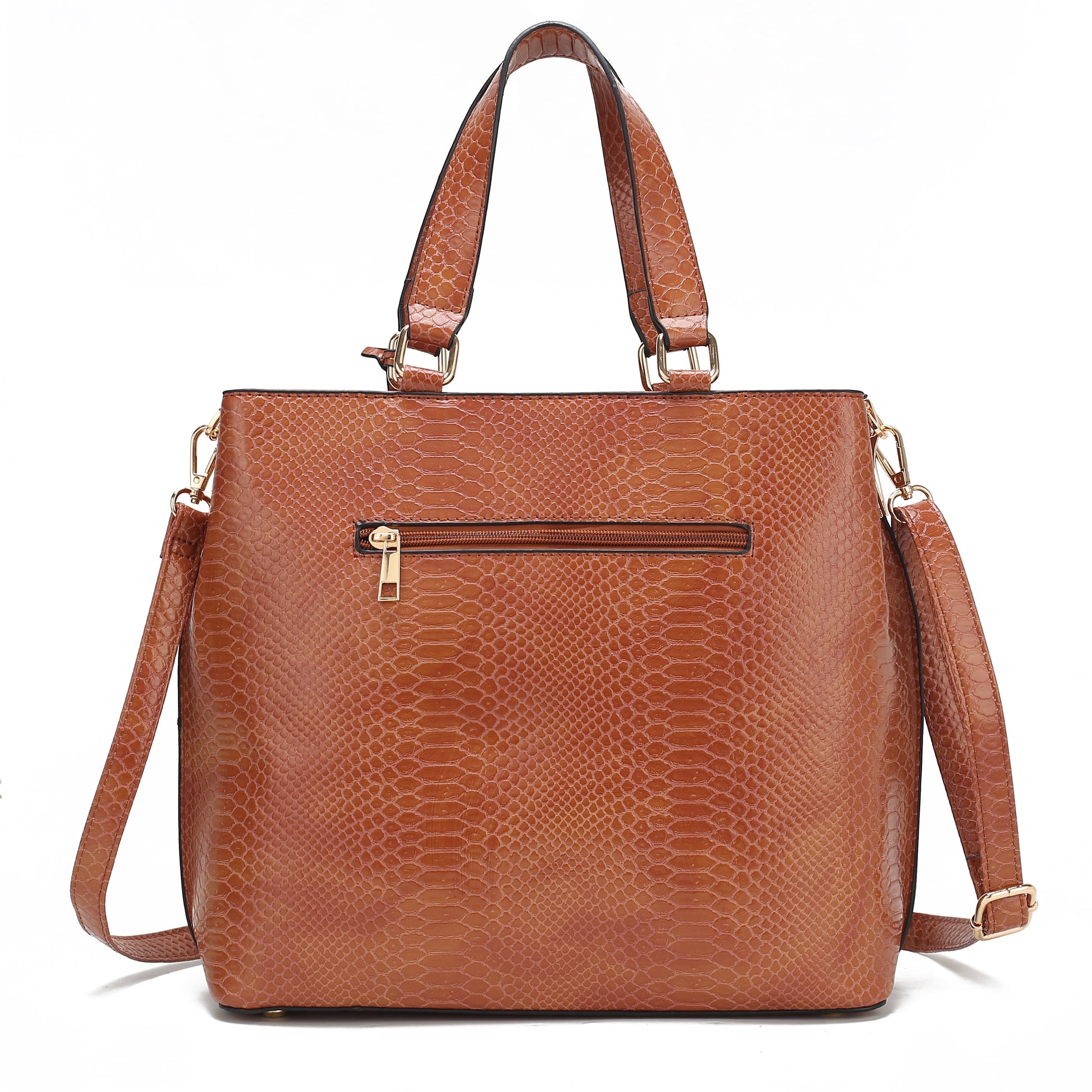 Beryl Snake-Embossed Vegan Leather Women'S Tote Bag & Wristlet Wallet Pouch by Mia K. - Olive