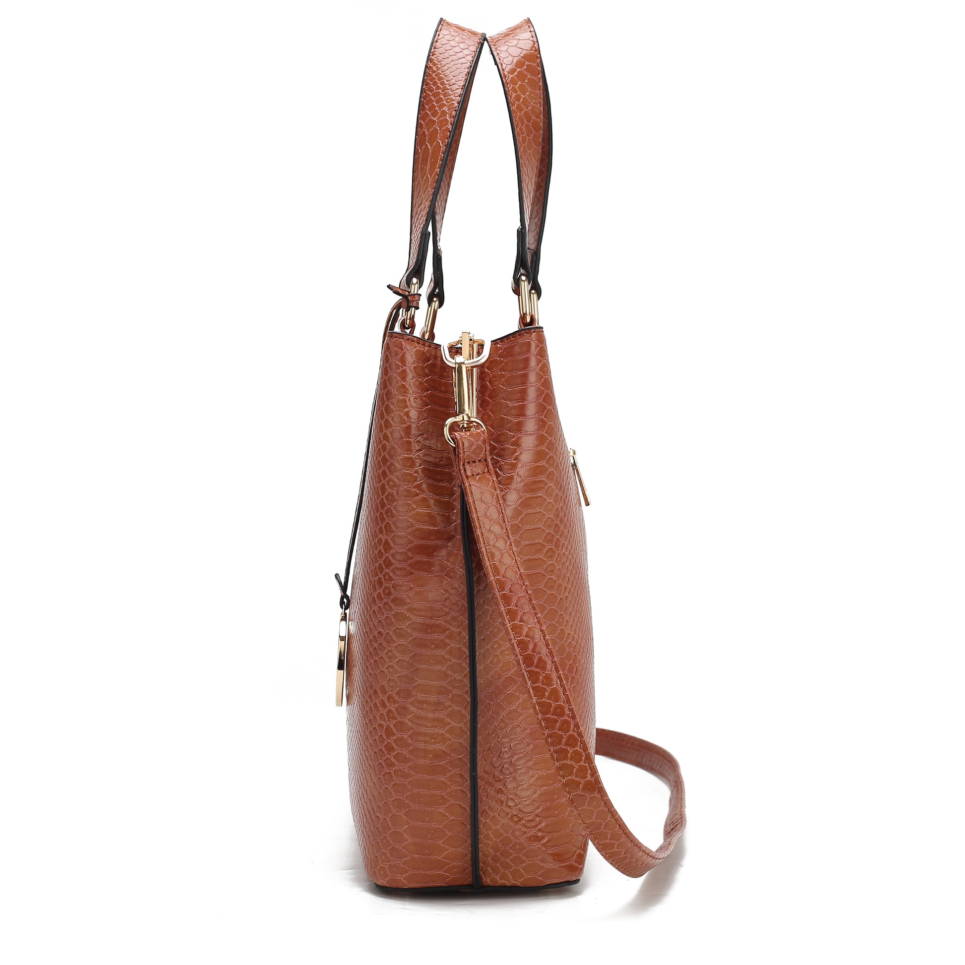 Beryl Snake-Embossed Vegan Leather Women'S Tote Bag & Wristlet Wallet Pouch by Mia K. - Olive