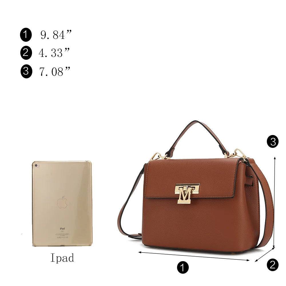 Hadley Vegan Leather Women'S Satchel & Wristlet Wallet, Stylish Top-Handle Purse Handbag 2 Pcs by Mia K - Pewter