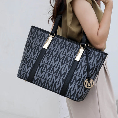Marimar Women'S Tote Bag with Pouch and Wristlet, Signature 4 Piece Set by Mia K - Black